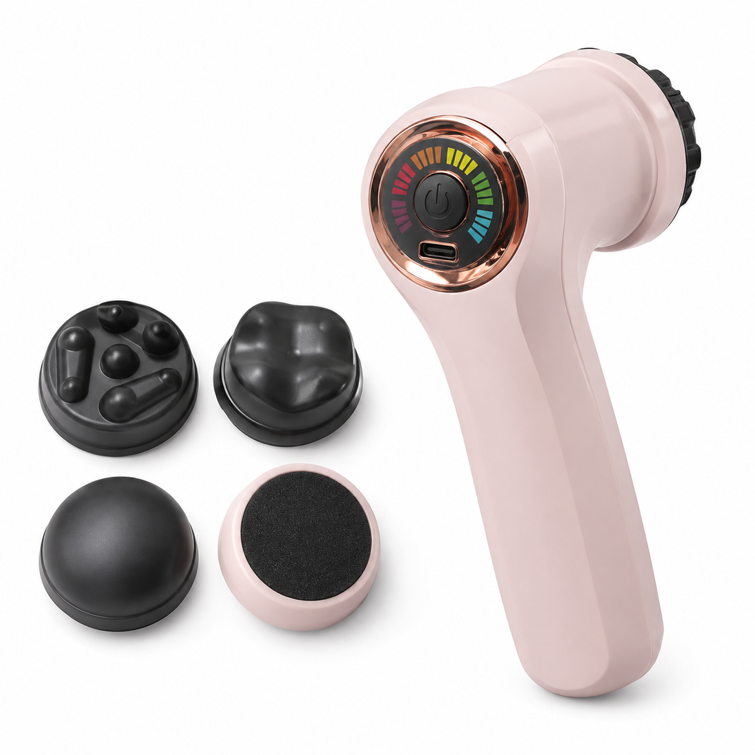 Velora Roll — Masajeador Corporal Recargable | 6 Niveles y 5 Cabezales