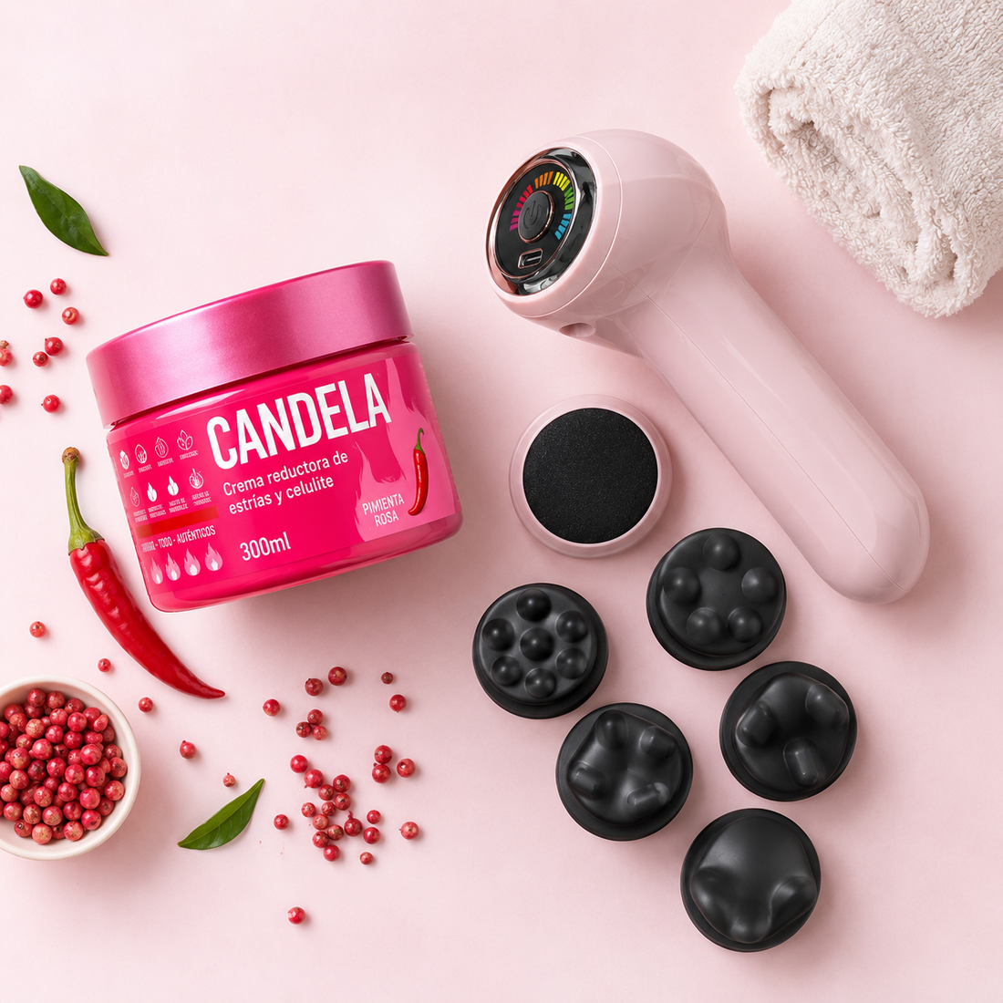 CANDELA — Crema Corporal con Efecto Calor y Pimienta Rosa | 300 ml